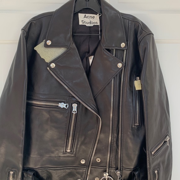 Acne Studios Men’s Leather Moto Jacket - Picture 3 of 15